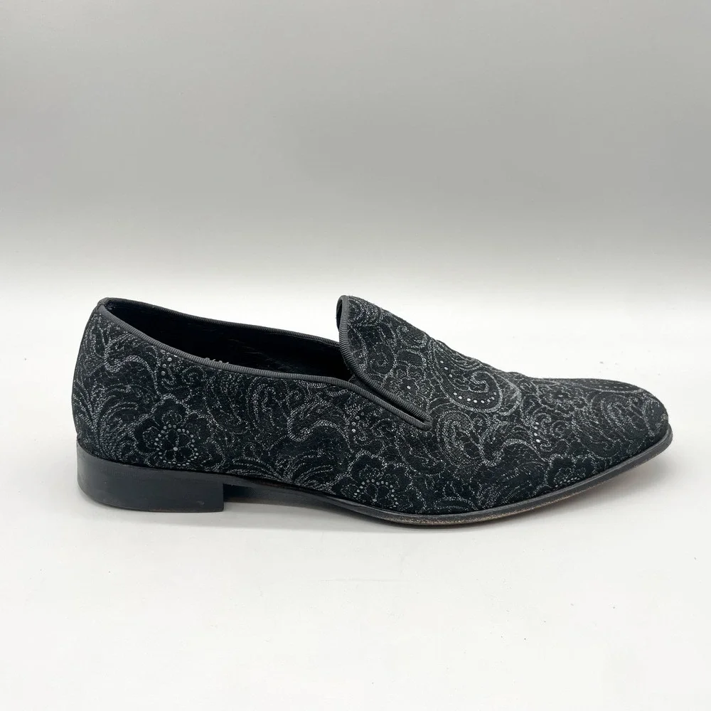 Mezlan Mens 11M Damon Loafers Black Silver Glitter Paisley Tuxedo Wedding Dandy_2